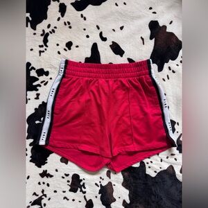 PINK Victoria's Secret Red Athletic Shorts with White Stripe